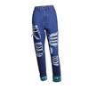 Estación Europea Estilo Europeo y Americano Estilo BF Ropa de Mujer Lentejuelas Rectos Mendigo Jeans Grandes Rotos Pantalones Holgados hasta el Tobillo