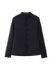 Comercio Exterior Transfronterizo Ropa de Mujer Europea y Americana, Venta Caliente de Aliexpress Moda de Gama Alta Color Sólido Retro Cuello Alto Abotonada Chaqueta Corta