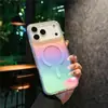 Adecuado para funda de iPhone 17 con chapado de colores y patrón de diamantes, funda magnética transparente con patrón geométrico para iPhone 17 Pro Max