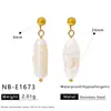 Pendientes Personalizados Estilo Playa Océano Nuevo Impermeables de Acero Inoxidable Colgante de Concha Estrella de Mar Perla Chapados en Oro Real de 18K