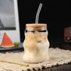 Copo de vidro com textura ondulada vertical, estiloso e atraente para uso doméstico, perfeito para chá de leite, suco e bebidas geladas, grande capacidade, copo de vidro transparente