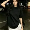 Camiseta básica redonda de algodão puro pesado de Xinjiang, 200g, camiseta branca de manga curta, cor sólida solta, top unissex de manga curta, estilo verão