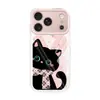 Pulsera linda de gato negro adecuada para funda de teléfono Apple 17pm, iPhone 15, estilo femenino 16, caricatura 14, transparente 18