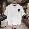 Nova Camiseta Masculina de Verão 2026 Branca com Estampa de Letras, Gola Redonda, Manga Curta, Tendência Ins, Caimento Casual Solto, Adequada para Estudantes e Casais