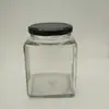 Suministro de fábrica Botella de vidrio redonda cuadrada de 500 ml Frasco para pepinillos frasco para miel boca de botella botella de vidrio sellada