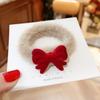 Anillo de pelo de felpa para otoño e invierno, versión coreana, banda para el pelo de oso de amor con flocado rojo, accesorios para el cabello de mujer