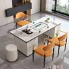 Juego de Mesa de Té y Sillas de Pizarra de Lujo Ligero, Moderno y Sencillo, Multifuncional, Adecuado para Uso Doméstico, Mesa de Té Pequeña para Balcón, Mesa Integrada para Preparación de Té de Oficina