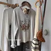 Camiseta de Manga Longa 100% Algodão para Primavera e Outono Feminina 2026 Nova Estilo Casual Soltinho Tamanho Grande Camiseta Base Branca Top Feminino Gola Redonda