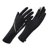 Guantes de protección solar de primavera y verano, transpirables, finos, antideslizantes, sin dedos, compatibles con pantalla táctil, para conducir y andar en bicicleta, longitud extendida, seda de hielo, para montar en verano