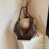 Estilo Coreano Versátil Gran Capacidad Retro Cuero Suave Plisado Bolso Dumpling Estilo Perezoso Casual Explosivo Transfronterizo Hombro Bandolera