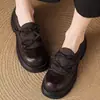 Mocasines de plataforma estilo británico retro para mujer, nueva colección otoño/invierno 2026, zapatos sin cordones con tacón grueso, punta redonda y diseño de patchwork