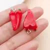 20 Pingentes de Frutas de Resina Vermelha Cereja Morango Maçã Pimenta Vegetal Pequeno Pingente Acessórios para Joias DIY
