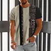 Camiseta de Manga Corta con Estampado 3D Estilo Étnico Retro Europeo y Americano 2025 Nueva Primavera y Verano para Hombre Cuello Redondo Ojo de Horus