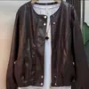 Outono de 2026 Nova Jaqueta de Couro Fashion Plus Size Casaco Feminino Estilo Coreano Tendência Gola Redonda Manga Longa Top de Couro PU