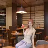 Transfronterizo 2025 Nuevo Estilo Resort Costero Camisola Halter Diseño de Espalda Descubierta Rayada Top Sexy Comercio Exterior