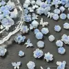 Decorações de arte para unhas de argila de polímero azul elegante estilo antigo de alta qualidade, pacote misto, kit de materiais de arte para unhas rosa luminoso