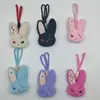 Pingente de Pelúcia Coelho Patchwork Criativo de Subcultura Lanyard de Coelho Fofo Sorrindo de Forma Legal e Maligna Pingente Personalizado para Bolsa