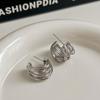 Brincos Geométricos de Múltiplas Camadas em Forma de C para Mulheres, Estilo Simples e Minimalista, Brincos Novos Versáteis, Acessórios de Orelha de Nicho Tendência