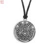 Collar de alambre de cera de plata antiguo de doble cara con estrella de cinco puntas de la suerte del pentáculo de Salomón transfronterizo de comercio exterior