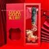 Hazte Rico al Instante Llavero de Oro Puro 999 Set de Caja de Regalo Bolso Dorado Colgante Regalo de Banco, Casa de Bolsa, Compañía de Seguros