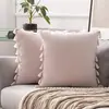 Amazon Explosions Fronha de Almofada com Franjas de Cor Sólida Suave na Borda Decorativa para Sofá da Sala de Estar Casa