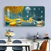 Colgante de pared para influencers decoración horizontal de lujo ligero pintura de porcelana de cristal reloj sala de estar reloj moderno reloj de pared para el hogar pintura decorativa hogar