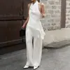 Conjunto de Chaleco de Satén Europeo y Americano para Mujer Otoño 2026 Estilo de Alta Gama Top de Cuello Halter y Pantalones de Pierna Ancha Conjunto de Dos Piezas Ropa para Mujer