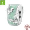 Pulsera original de plata Ziyun con mariposa verde menta goteando, clip de posicionamiento, primavera fresca, plata s925, cuentas espaciadoras DIY
