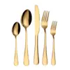 Promoção quente da Amazon 1010 conjunto de talheres de aço inoxidável faca, garfo e colher conjunto de quatro peças faca e garfo de bife ocidentais conjunto de talheres banhado a ouro