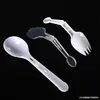 Colher de Plástico Descartável Garfo Dobrável Colher Bolo Sobremesa Pudim Colher Sorvete Pequena Colher Garfo Talheres Portáteis Espessados