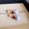 Brincos de Flor de Veludo Vintage High-end Light Luxury Stud Earring Elegante High-end Atmosférico Outono e Inverno Vermelho Brincos de Ano Novo para Mulheres