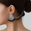 Pendientes Colgantes de Turquesa y Cadena para el Cabello de Estilo Étnico Bohemio Retro Europeo y Americano Set de Pendientes Largos y Accesorios para el Oído