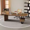 Escritorio Ejecutivo Moderno Minimalista de Madera Maciza con Forma Irregular, Escritorio Creativo de Diseñador, Banco de Trabajo con una Sensación de Alta Gama y Sencillez