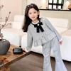 Conjunto Casual Doce Chanel Novo Estilo Primavera e Outono para Meninas Conjunto de Duas Peças Fashionable Stylish Princess para Meninas