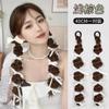Peluca de Trenza de Burbuja con Cinta Cola de Caballo Mujer Bailarina de Ballet Capullo de Flor Trenza Larga Trenza de Boxeo Imitación Cabello Humano Completo Trenza Linterna