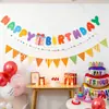Banner de Feliz Aniversário, Decoração de Aniversário, Bandeirinhas Coloridas, Bandeirinhas Penduradas com Pompons, Montagem de Ambiente, Adereços para Fotos de Primeiro Aniversário, Bandeira de Guirlanda