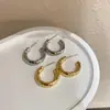 Brincos Minimalistas Estilo Coreano Ins Cool com Textura Martelada, Versáteis para Uso Diário, Brincos Exquisitos e de Alto Padrão para Mulheres