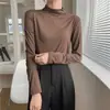 Camiseta Base de Manga Larga Ajustada Versátil para Mujer, Parte Superior de Mascarilla Facial de Seda de Leche, Cuello Semi-Alto, Nueva Colección 2026