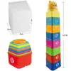 Vasos Apilables de Colores Transfronterizos para Niños, Reconocimiento de Colores, Barco Apilable, Juguete Educativo Acuático para Bebés, para Usar Manos y Mente