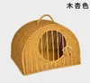 Gaiola de gato portátil de imitação de Rattan em estoque para atacado, ninho de gato de mão, bolsa de gato, casa de gato fechada, abrigo de gato, espaço grande, respirável