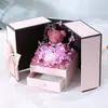 Regalo de San Valentín Collar de Proyección Joyería Caja de Regalo Oso Enamorado Rosa Puerta Doble Rosa Flor Eterna Hecho a Mano