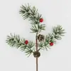 Ramas de Pino con Frutos Rojos Artificiales Simulados de Tres Puntas Cinco Puntas Plantas Simuladas Decoración Artesanal Navideña de Bodas Ramas de Pino con Frutos Rojos Simulados