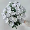 Série de Casamento Rosa Simulada Salão de Casamento Buquê da Noiva Atacado 24 Corações de Gelo Rosas Pequenas Arranjo de Flores Artificiais