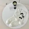 Meias Fofas Estilo Japonês Nova Chegada Meias com Laço Femininas Primavera e Outono Meias de Cano Médio para Meninas Doces Meias JK com Renda de Orelha