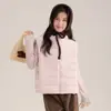 Colete Leve Acolchoado Canelado para Meninas 2026 Inverno Novo Estilo Criança Leve Fino Quente Sem Mangas Cropped