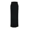 Conjunto de cardigan T-shirt de manga longa, gola redonda, abotoamento simples, cintura alta, estilo puramente sedutor, curto, e saia bodycon de cintura alta com fenda nas costas