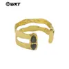 WT-B656 Pulsera de Latón con Sentido de Diseño Hueco Piedra Original Perla Destello Piedra Tianhe Joyería Ajustable