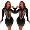 Novo Produto Transfronteiriço Wish Aliexpress Amazon Roupa Europeia e Americana Hot Diamante Sexy Vestido de Boate de Malha H3281