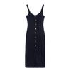 Comércio Exterior Transfronteiriço 2025 Novo Estilo de Verão Fivela de Metal Embelezada Silhueta Slim Vestido Jeans de Suspensório