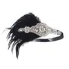 Diadema de plumas de los años 1920 transfronteriza con pedrería, accesorio para vestido de actuación de graduación de novia, adorno para el cabello